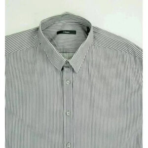 Z Zegna 43/17 Men s Black Graay Lilac Stripe Men s Long Sleeve City Cotton Shirt